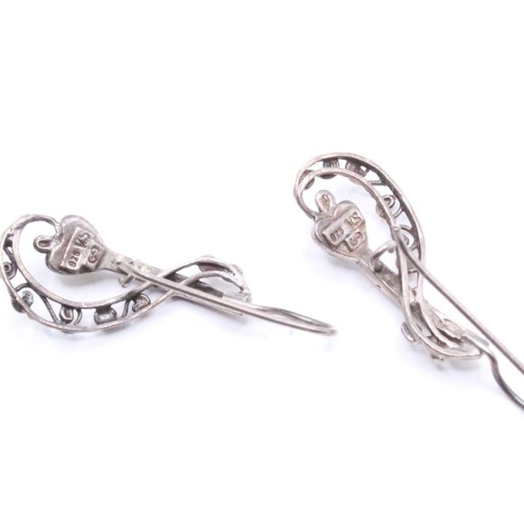 Sterling Silver Marked VS & Dollar Sign Music Note Freshwater Pearl Dangle Long - Picture 4 of 11